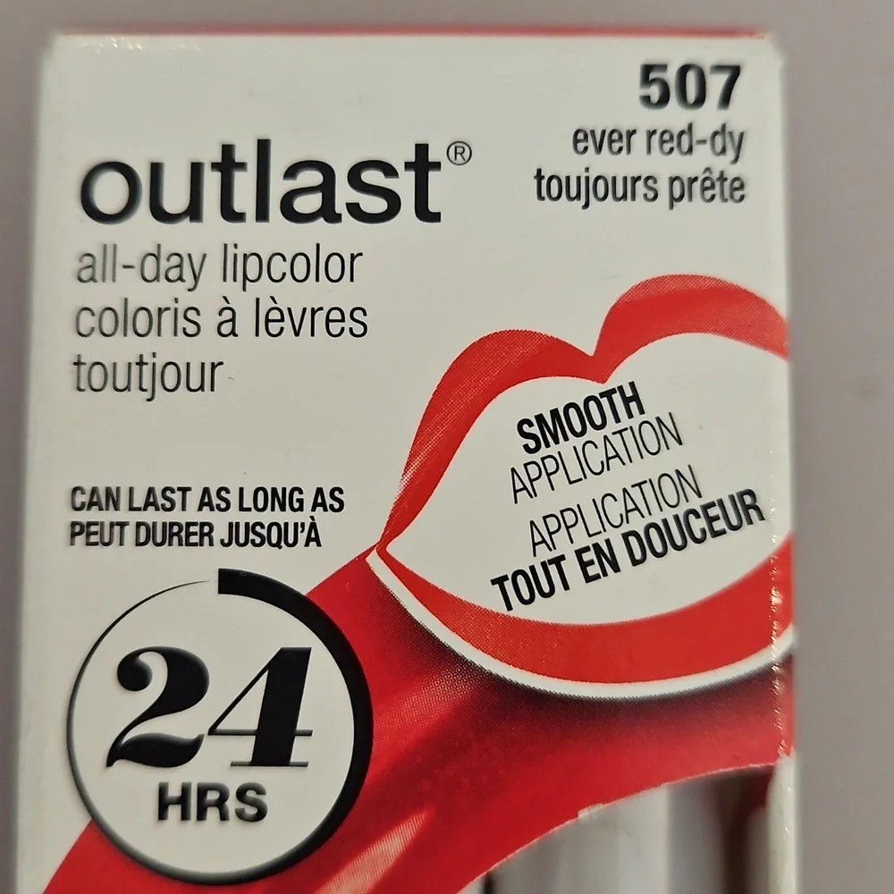 Cover Girl all day out last lip color #507 EVER RED-DY plus 3 Extra Lip Balm